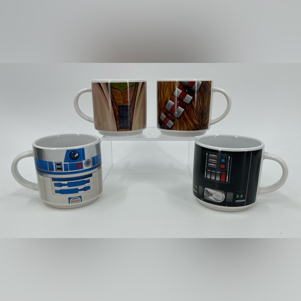 Star Wars Vandor Ceramic Mugs‎ Chewbacca, R2-D2, Yoda & Darth Vader Set of 4